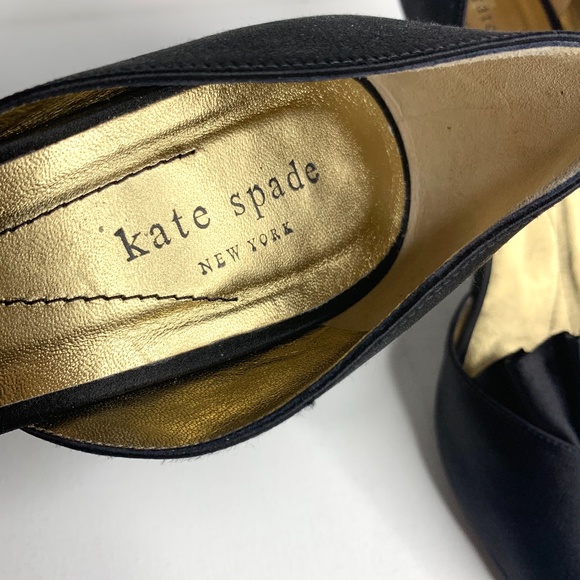 Kate Spade Chrisette Black Satin Open Toe Formal Heels - Size 8.5 - Picture 5 of 8